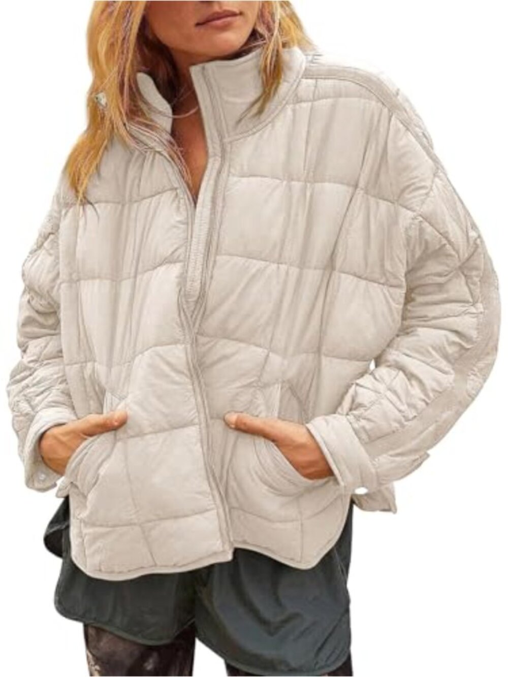 Lightweight Quilted Puffer Jacket Full Zip Packable Travel Coat Women